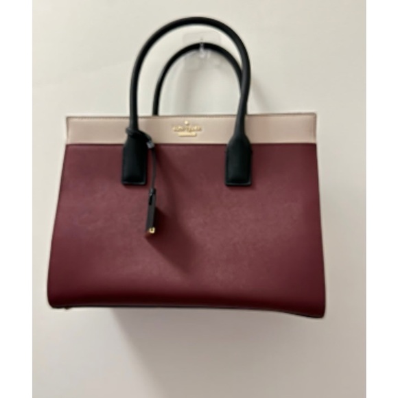 Kate Spade Burgundy and Cream Tote Handbag - Picture 1 of 8